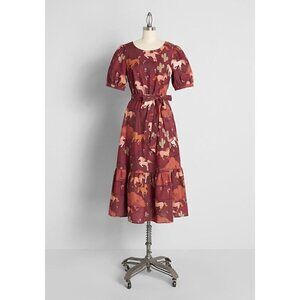 Modcloth Princess Highway Horse Print Midi Dress NEW Western Boho Size 8
